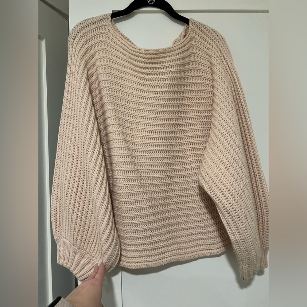 Off the shoulder blush sweater